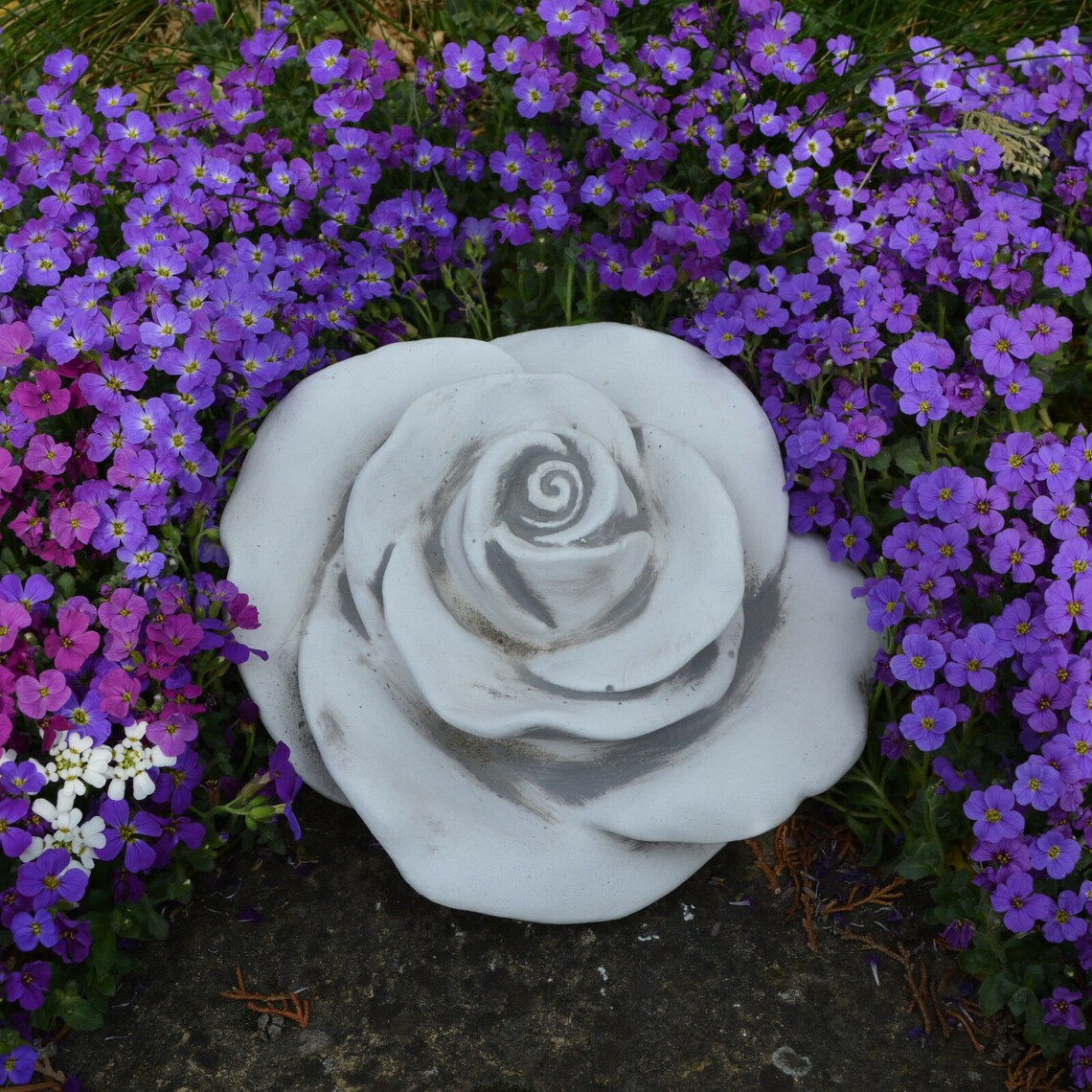 Rose Figure Stone Flower Concrete Planter Garden Statue Etsy UK