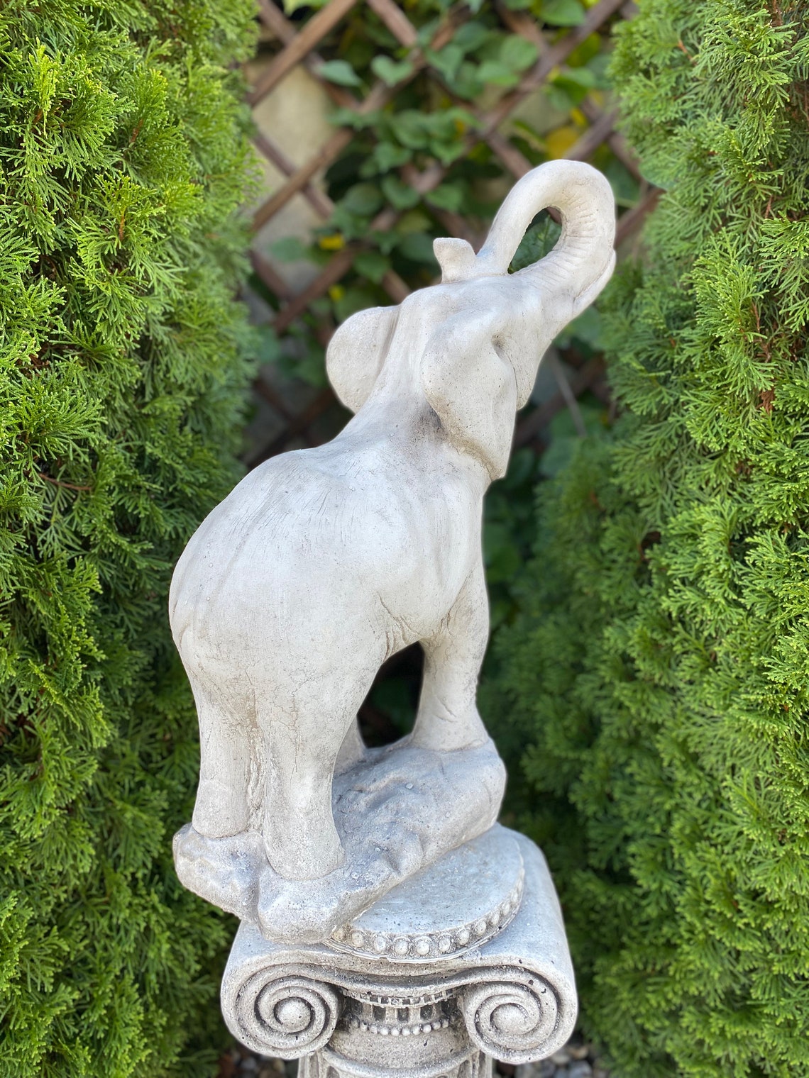 Big Elephant Sculpture Concrete Elephant Elephant Trunk up Etsy