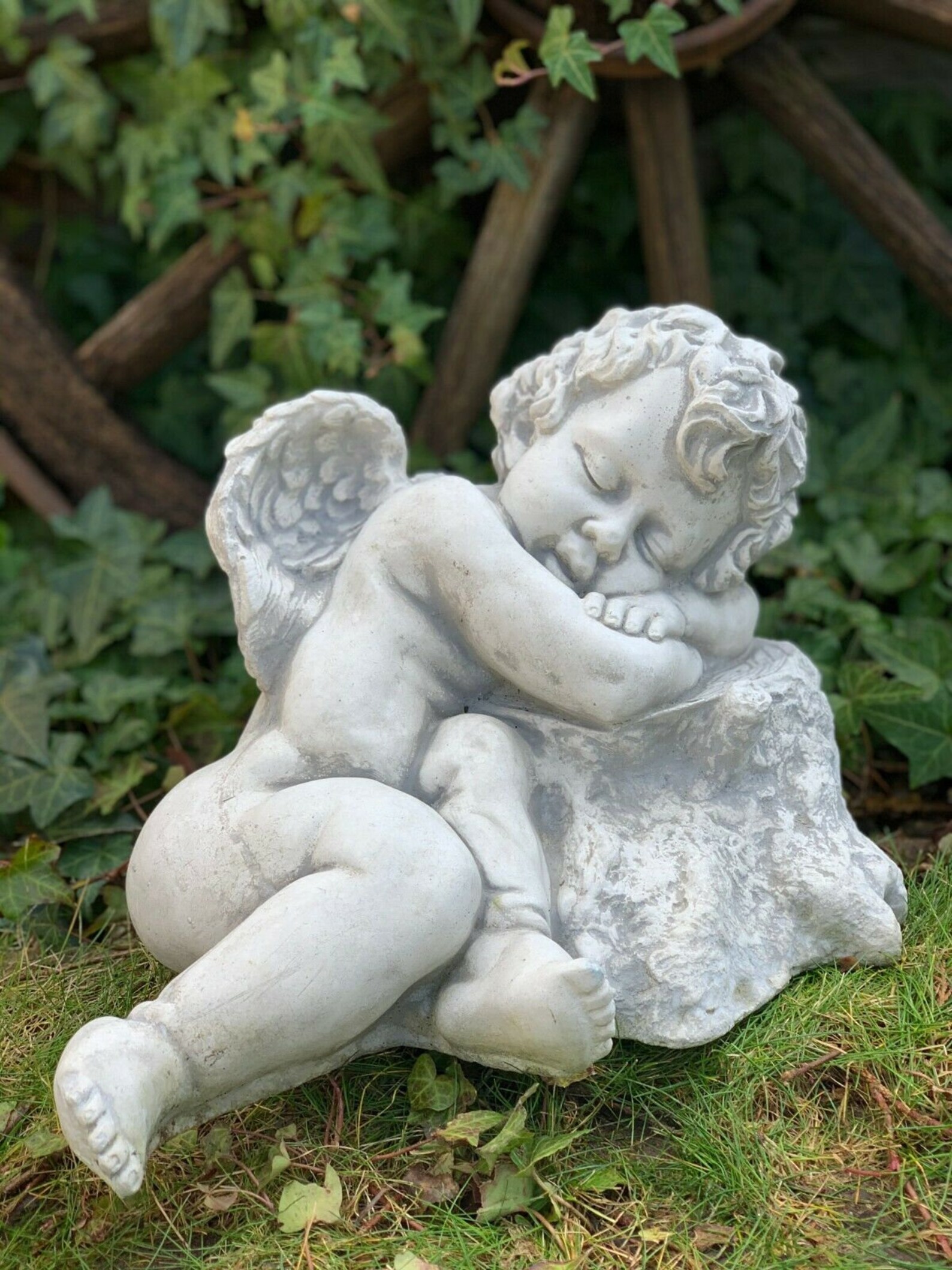 Garden angel statue stone angel sculpture cherub angel Etsy
