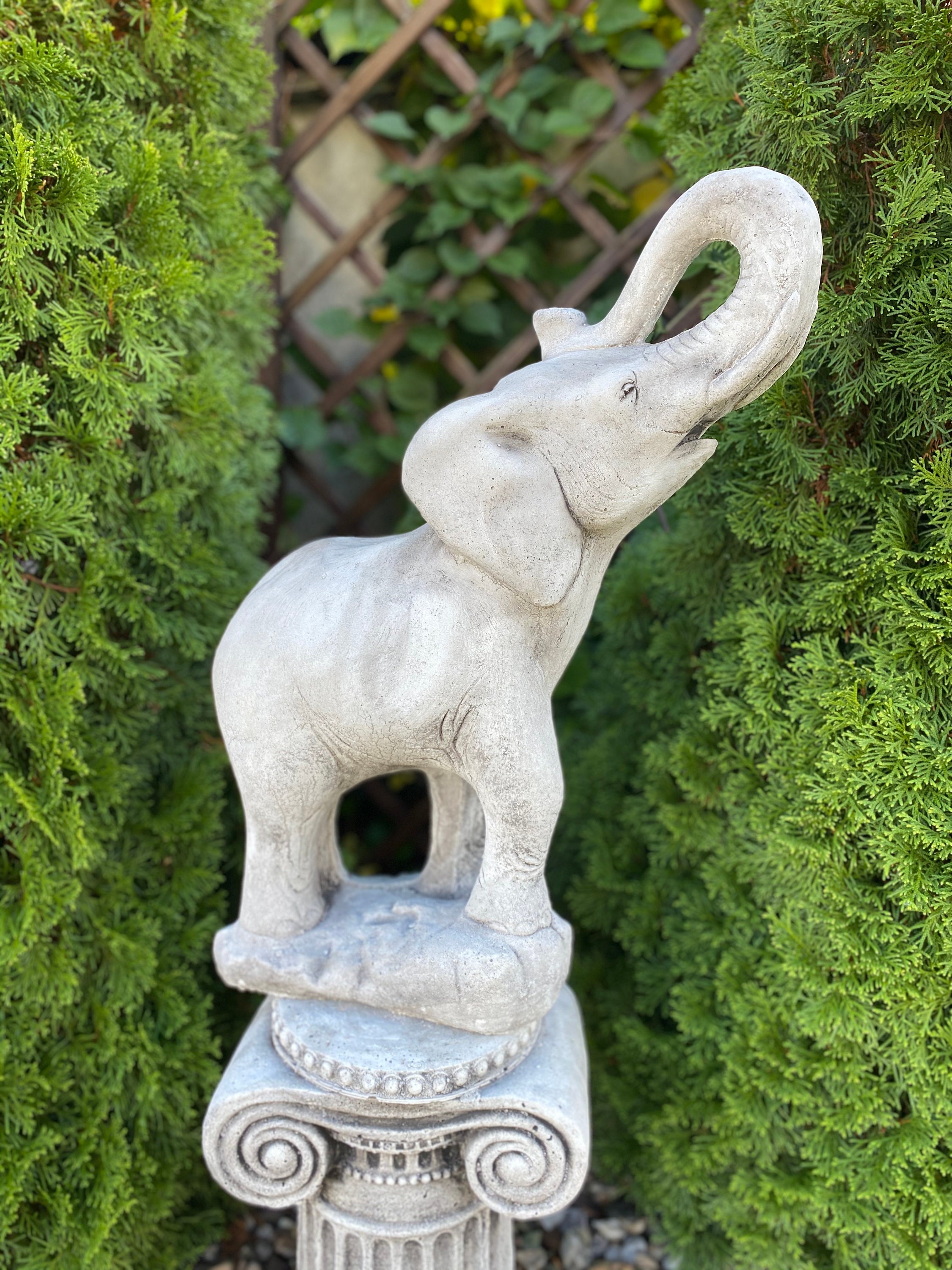 Big Elephant Sculpture Concrete Elephant Elephant Trunk up Etsy