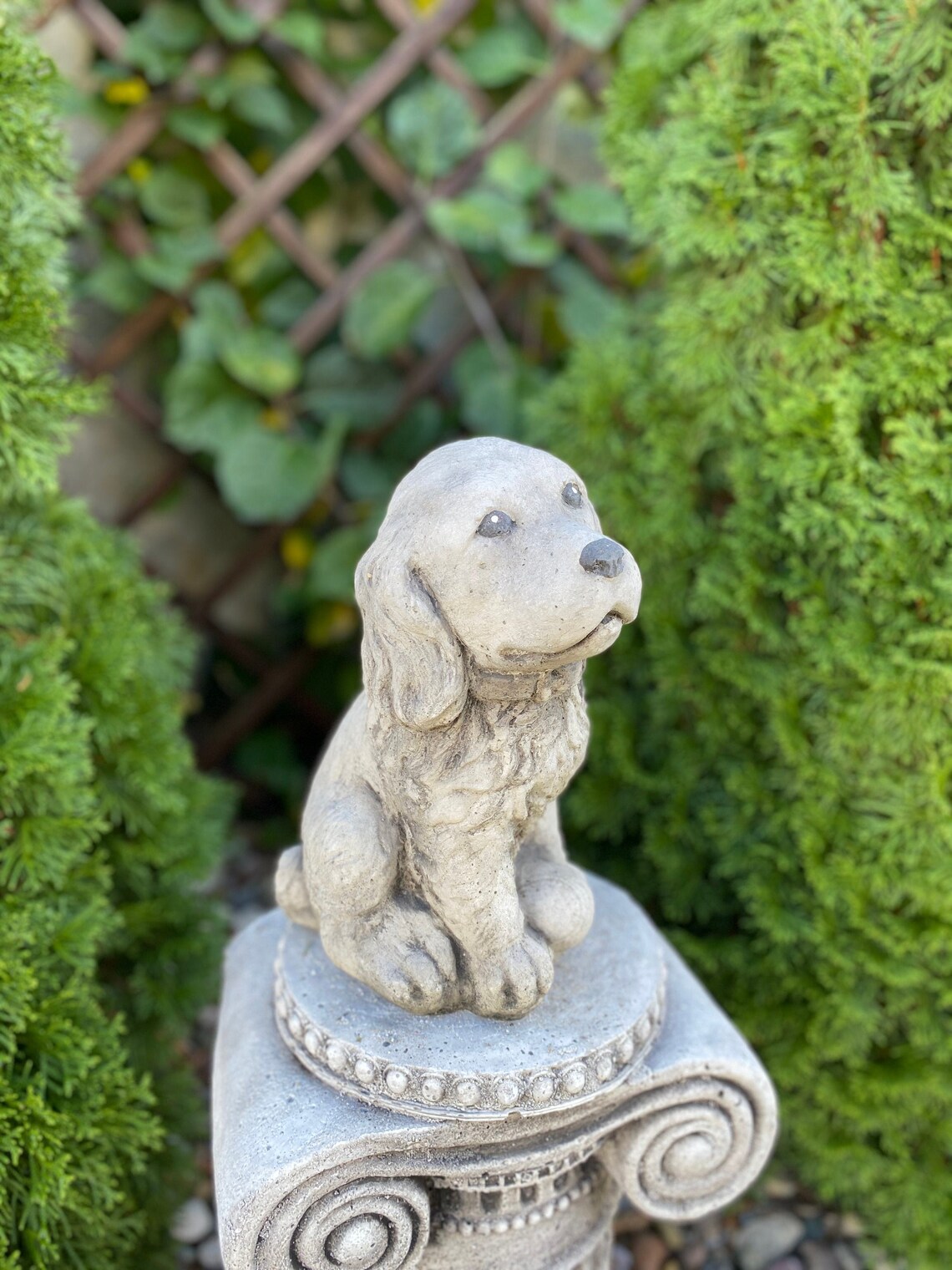 concrete spaniel statue
