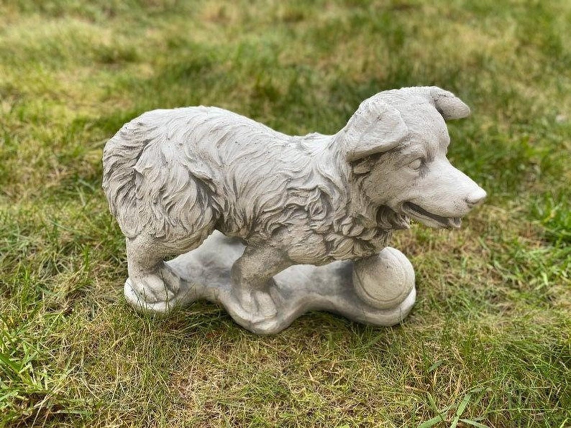 German Shepherd with ball Statue Concrete Dog Statues Cement Etsy