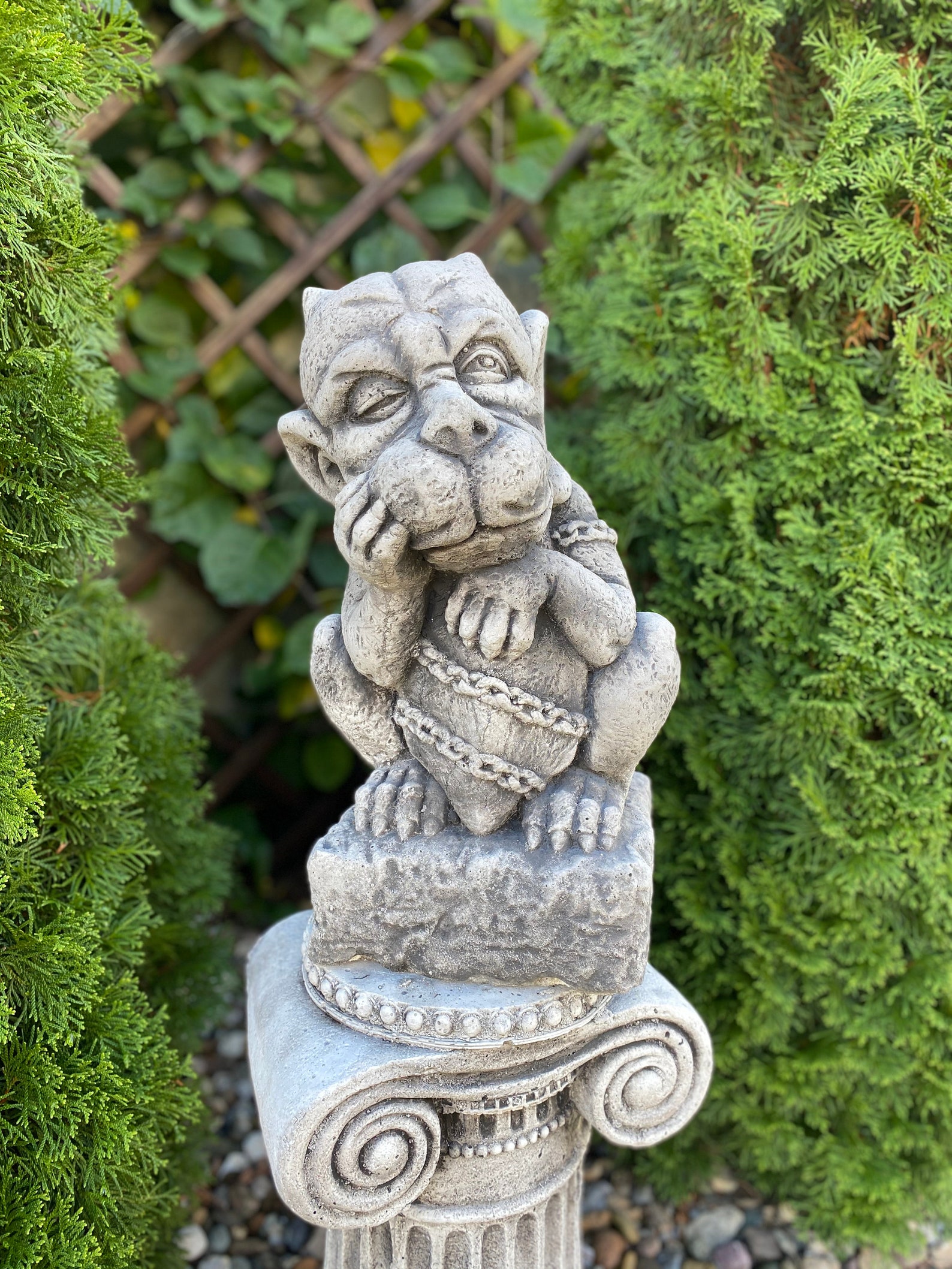 Concrete Gargoyle Gargoyle With Heart Gargoyle Statue Garden Etsy