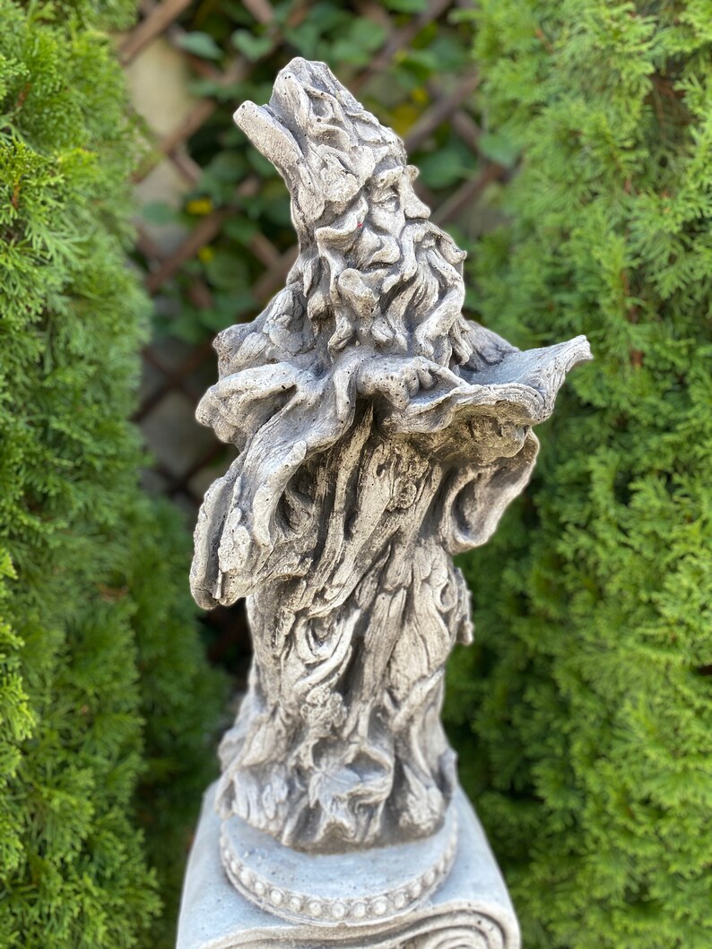 Wizard Statue Garden Statue Concrete Magician Figure Fantasy Etsy