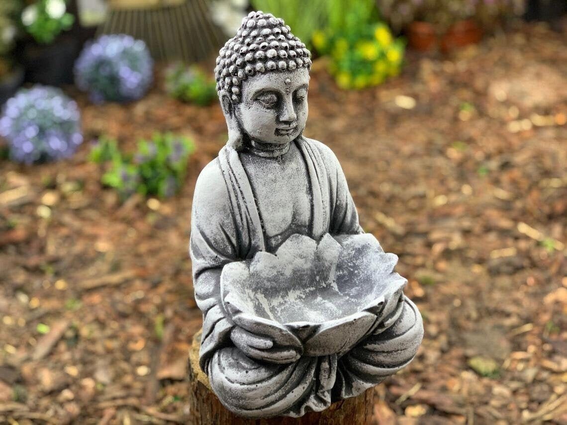 AJA Zen Jardin Bouddha Figurine Feng-Shui Sculpture Figurine de Lotus Siège Noir 
