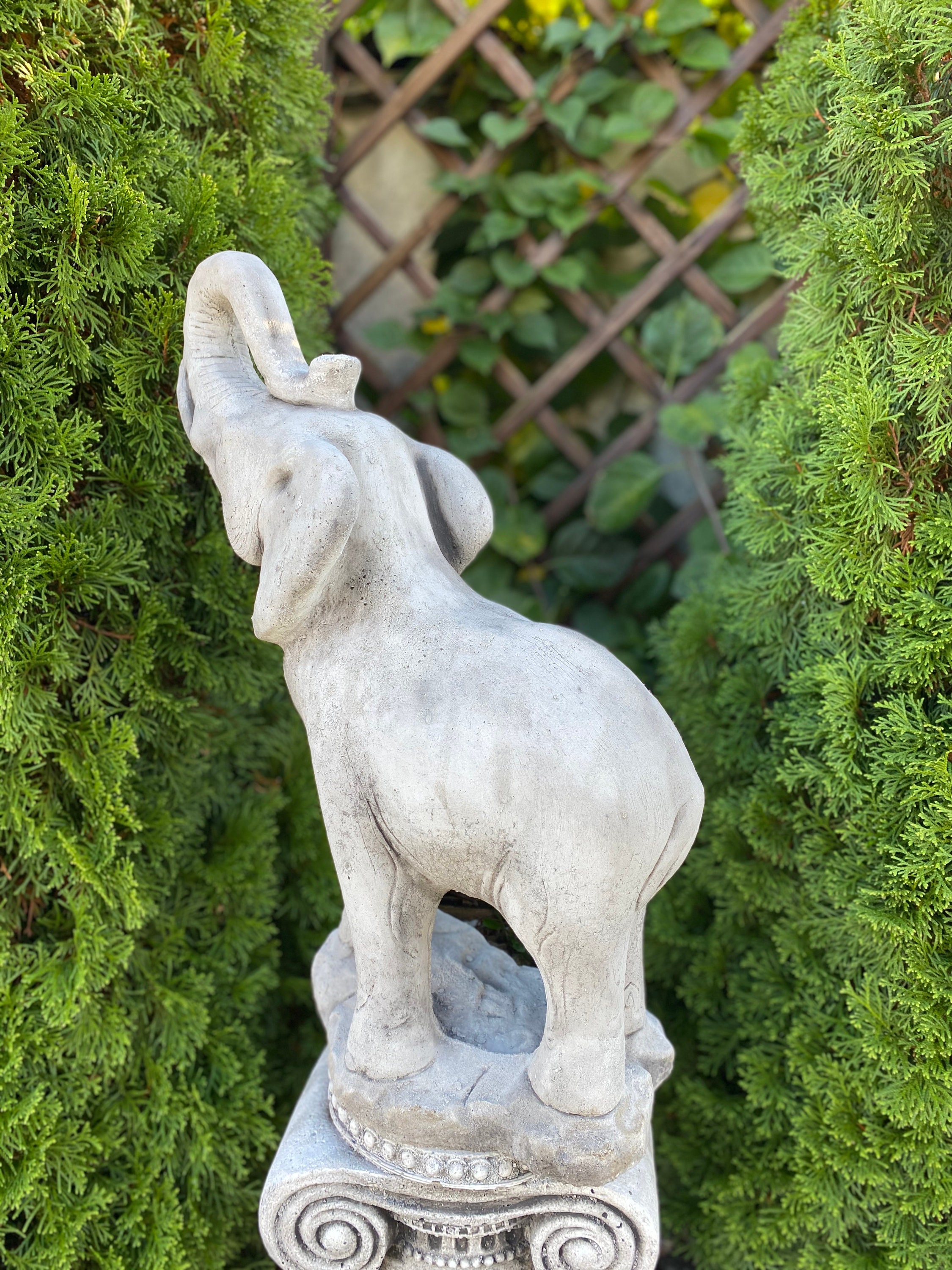 Big Elephant Sculpture Concrete Elephant Elephant Trunk up Etsy