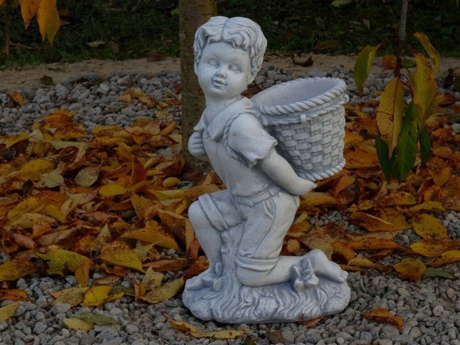 Garden Statue Planter Boy Basket Flower Pot Outdoor Sculpture Etsy