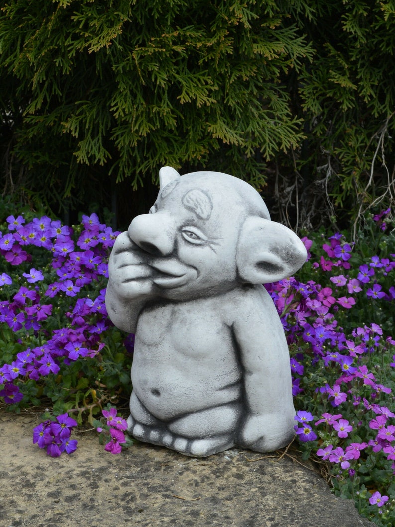 Funny Garden Gnome Statue Garden Troll Statue Garden Fairy Etsy