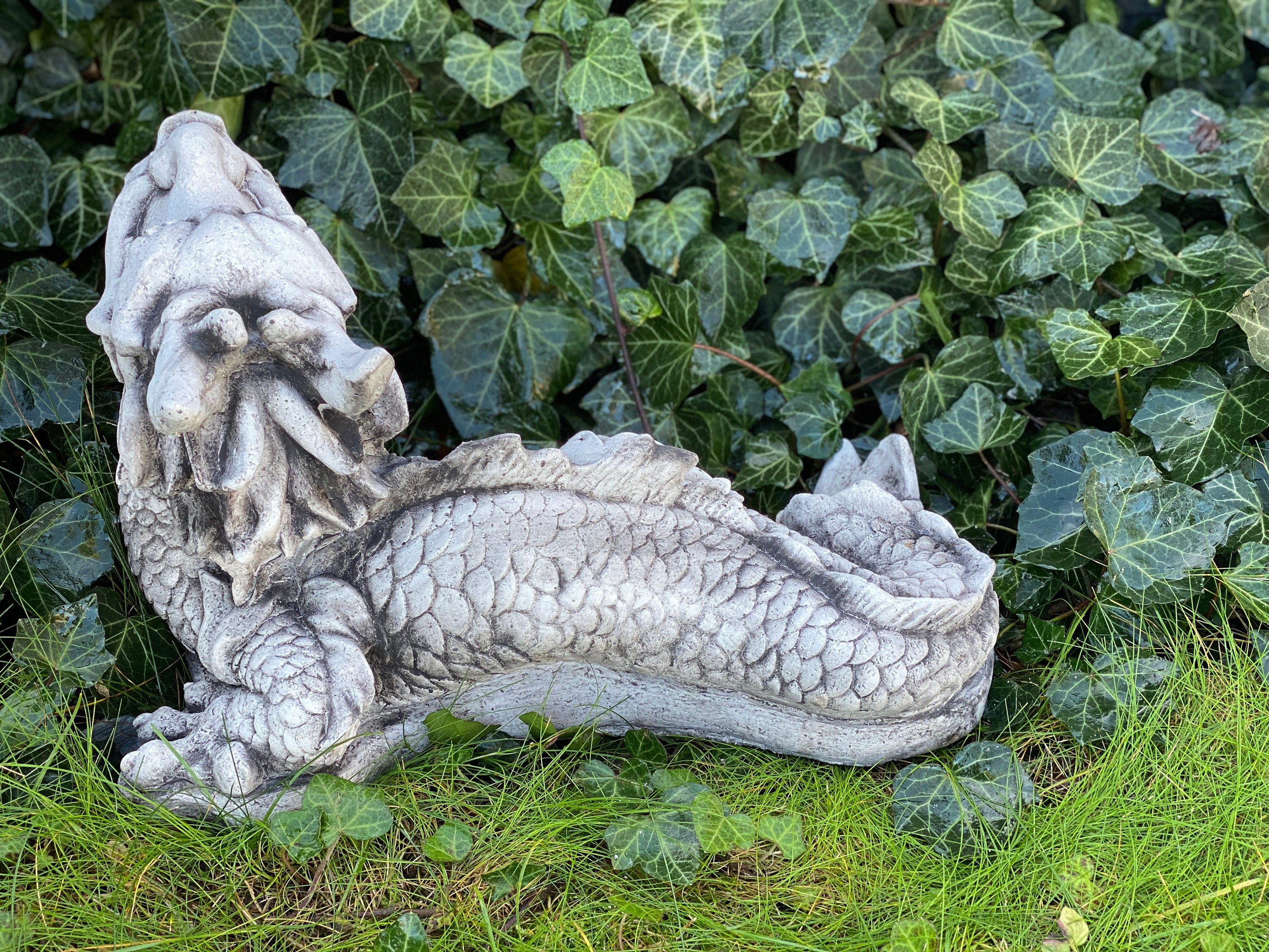 Dragon Stone Figure Cement Dragon Statue Dragon Statue Pet Etsy