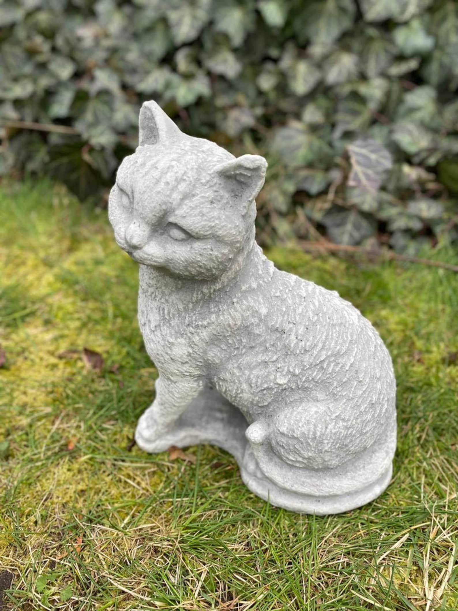 Cat Statue Cement Cat Statue Cat Memorial Stone Outdoor Cat | Etsy