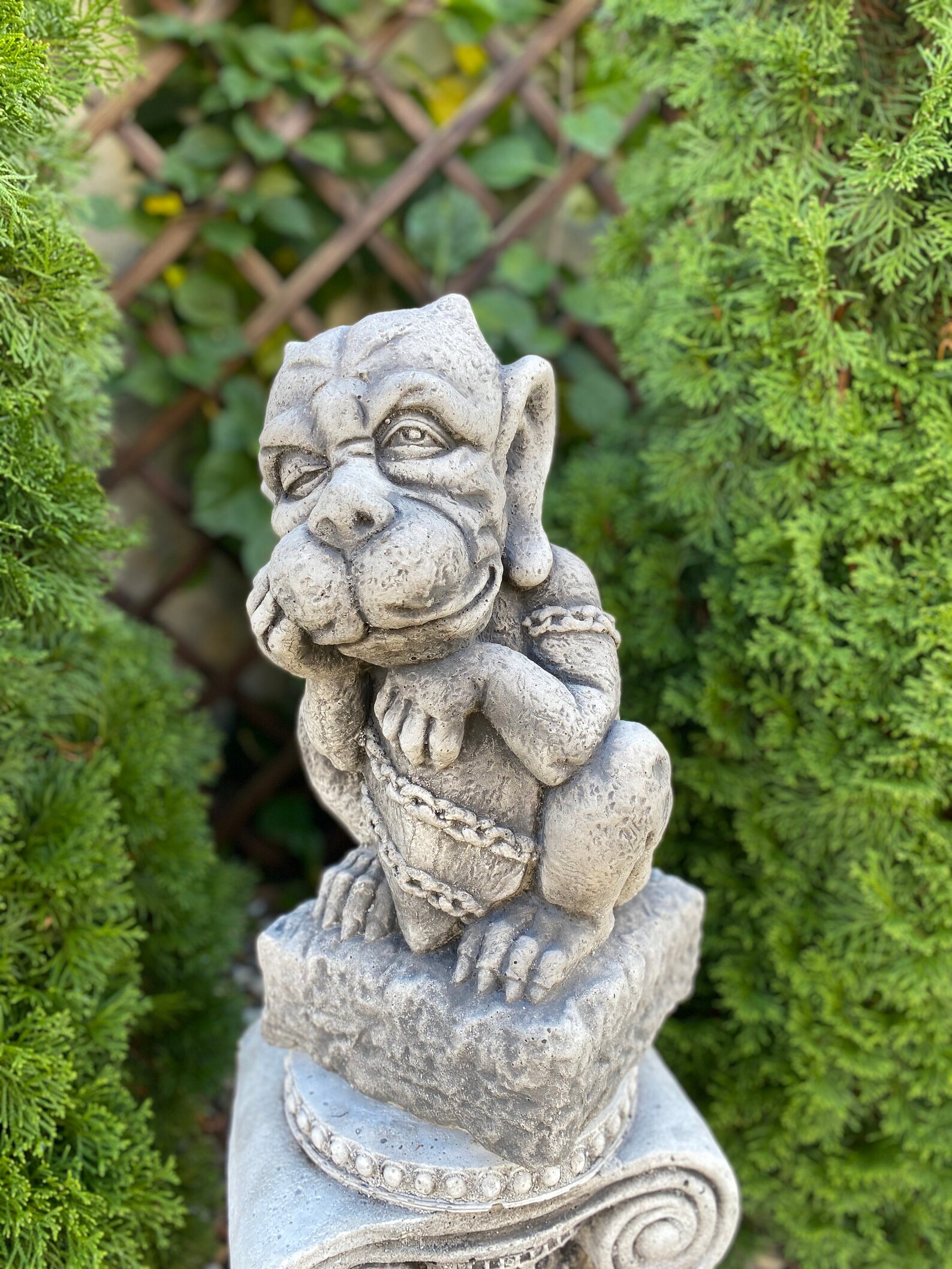 Concrete Gargoyle Gargoyle With Heart Gargoyle Statue Garden Etsy