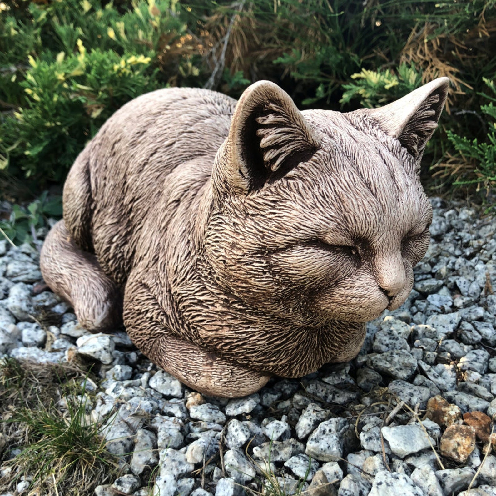 Cute Kitty Sleeping Cat Garden Statue Cat Memorial Stone Etsy