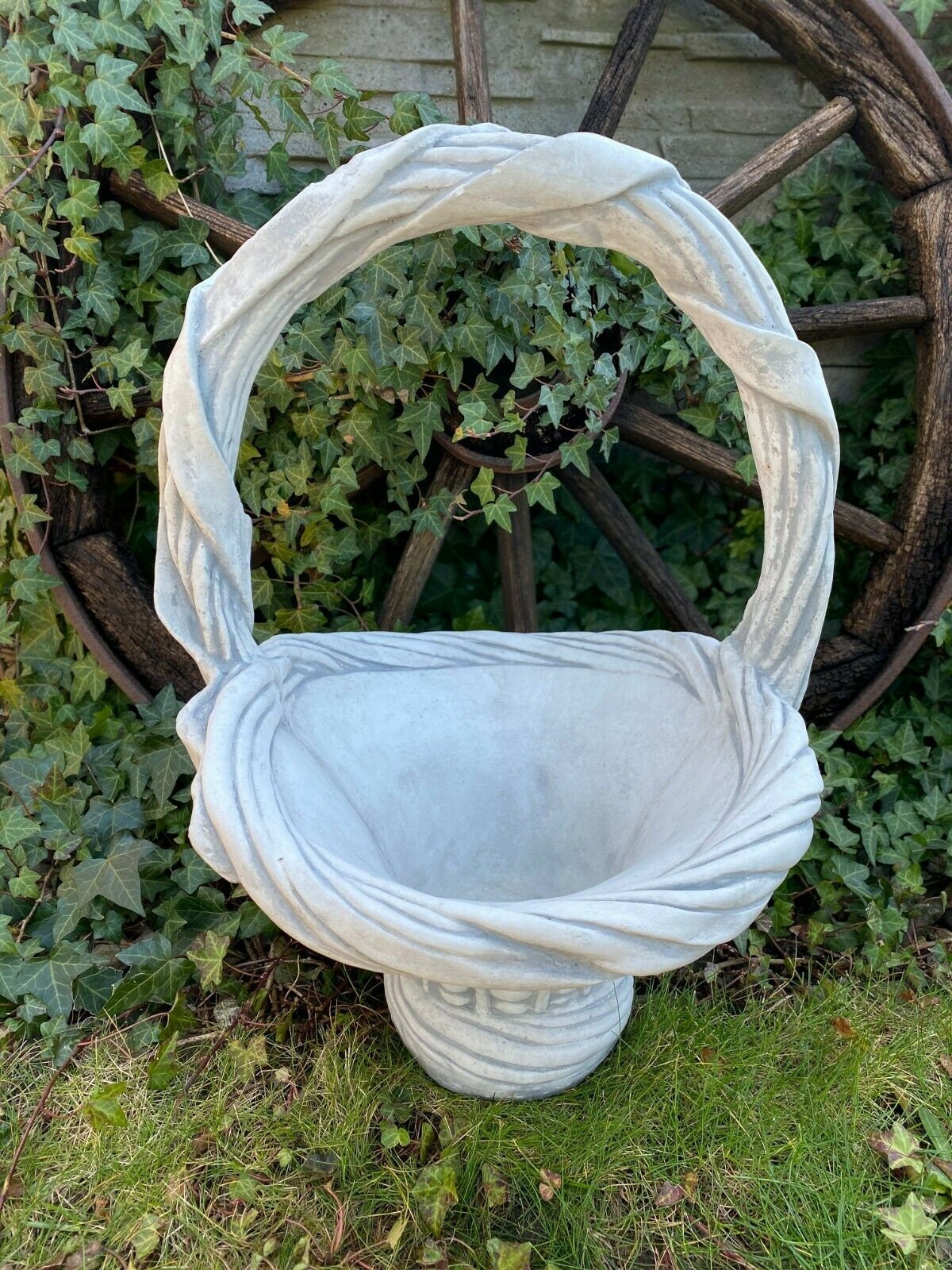 Concrete basket planter statue flowerpot sculpture concrete Etsy