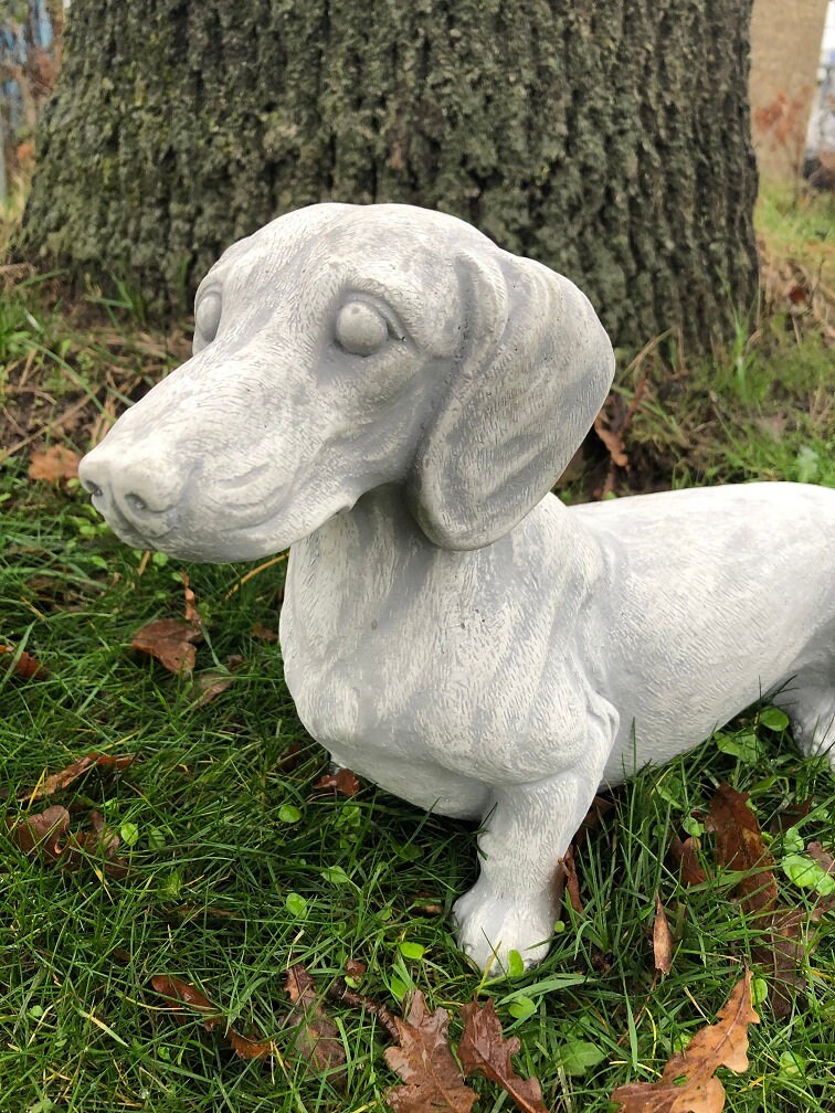 Dachshund Statue Dog Figure Pet Memorial Solid Rock Stonework Dachshund