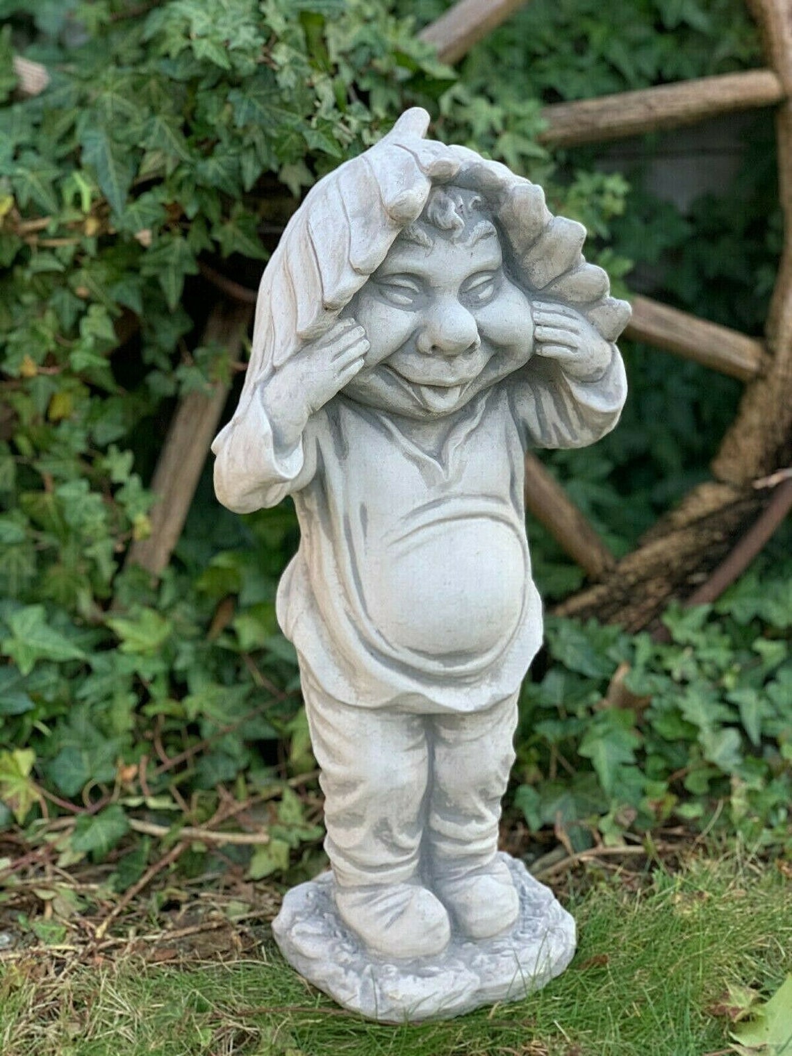 Smiling Cute Troll Statue Garden Troll Sculpture Funny Gnome Etsy