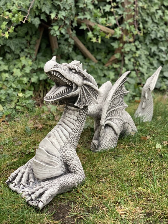 Dragon Cement Figure Garden Statue Chinese Decoration Concrete Etsy