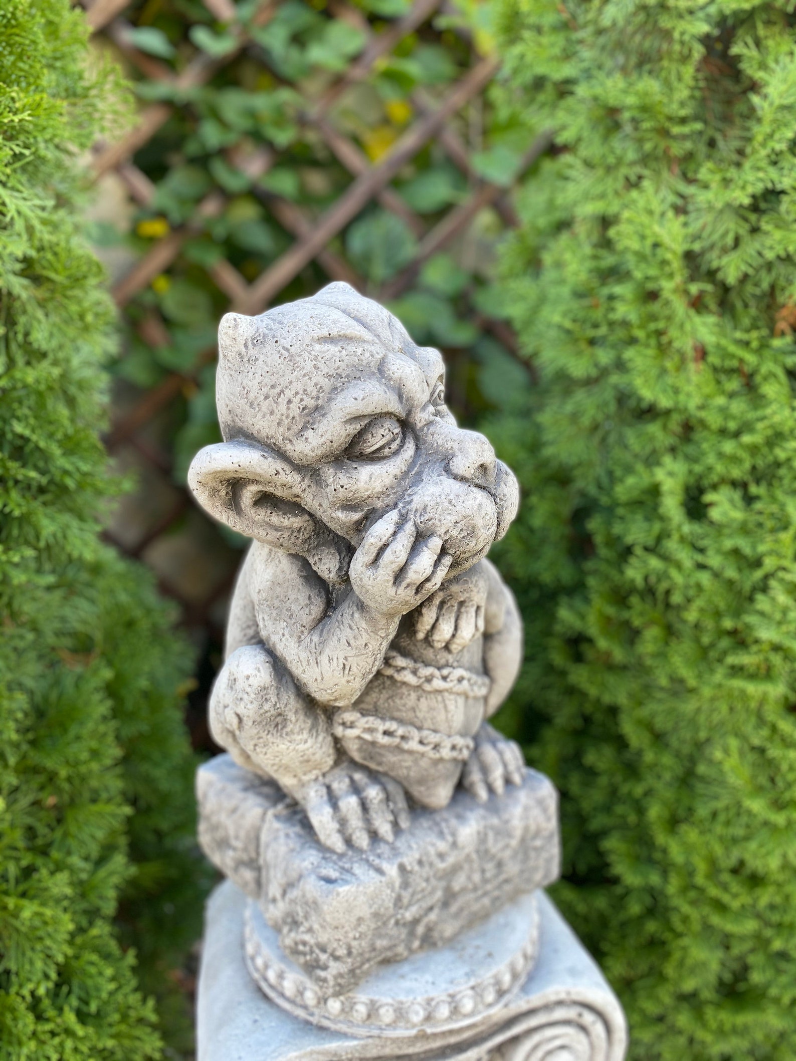 Concrete Gargoyle Gargoyle With Heart Gargoyle Statue Garden Etsy