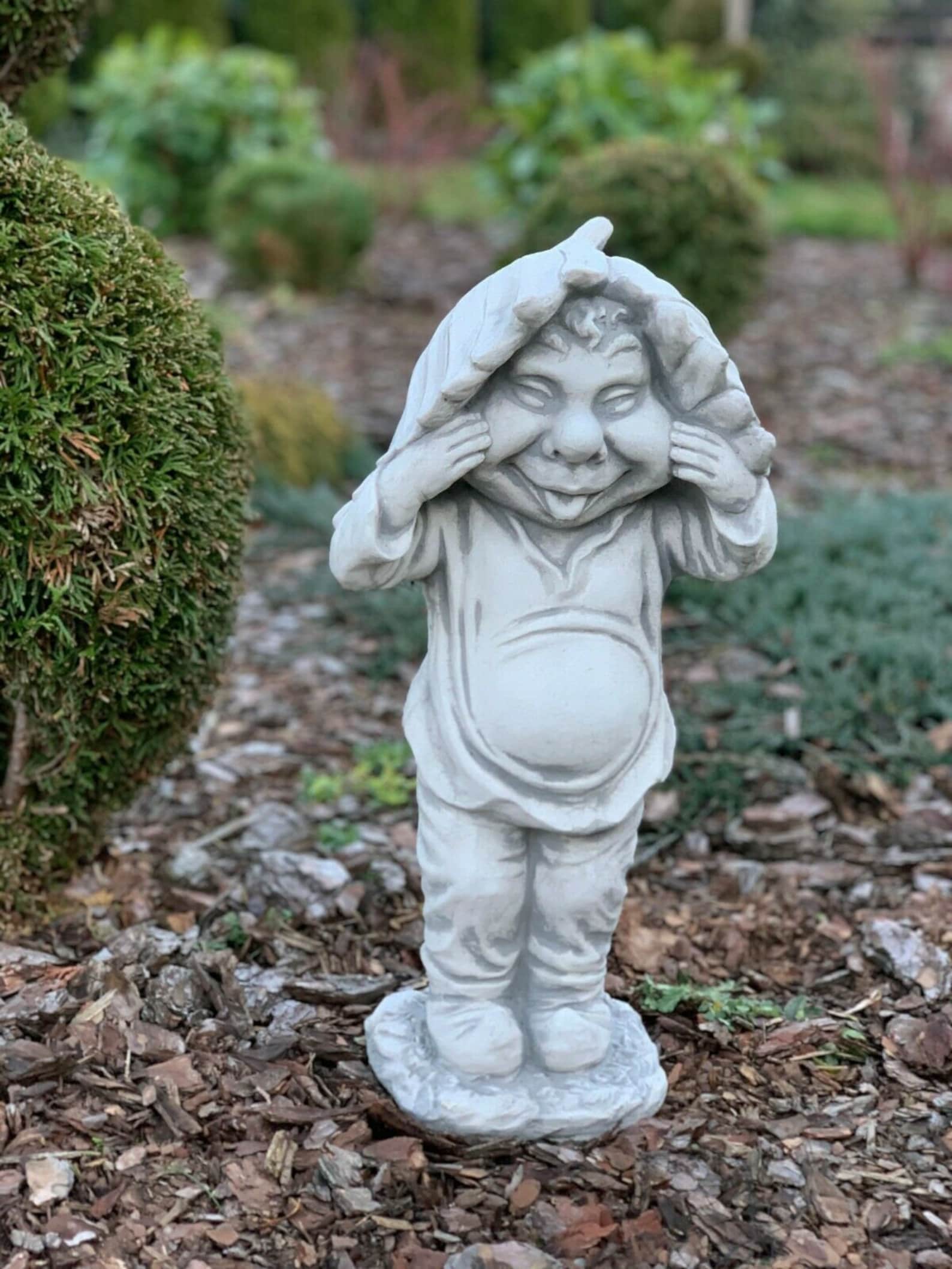 Smiling Cute Troll Statue Garden Troll Sculpture Funny Gnome Etsy