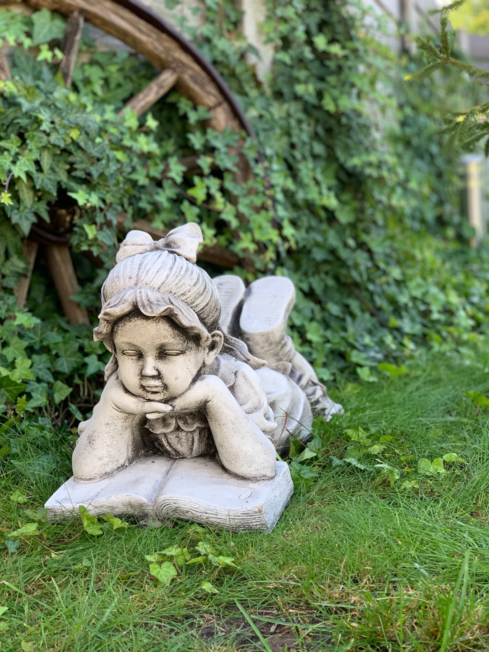 Garden Statue Cute Girl Reading Book for Vintage Concrete Yard Etsy