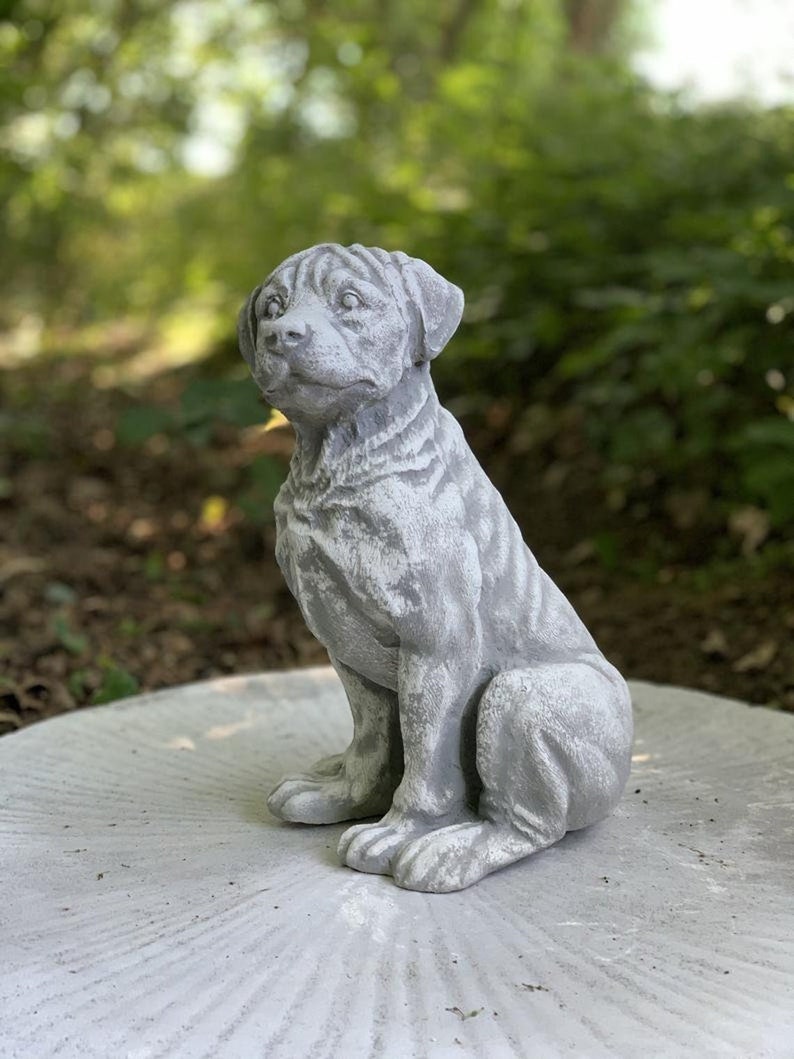 Boxer Dog Figure Concrete Garden Statue Pet Memorial Stone Etsy