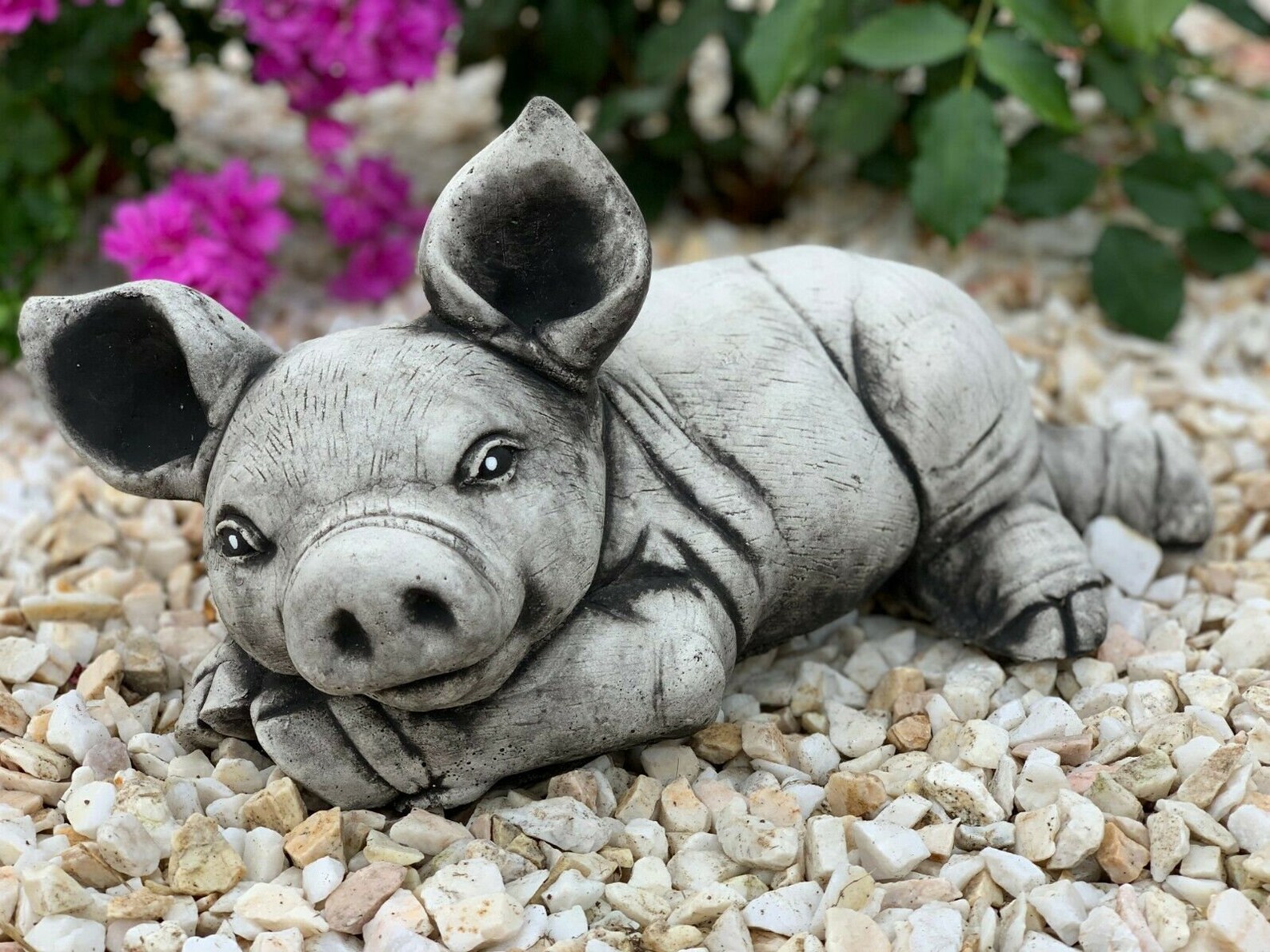 Cute Pig Statue Stone Pig Figurine Garden Pig Figure Garden Etsy