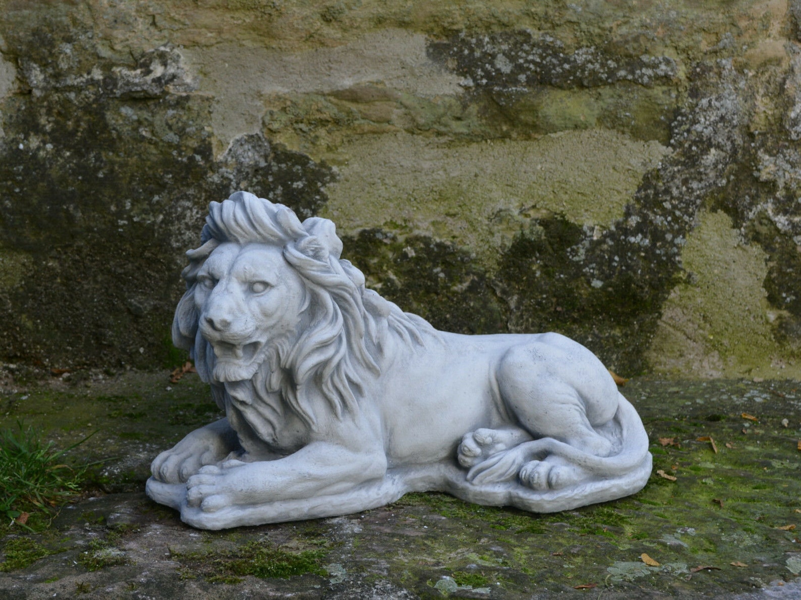 Solid Concrete Stone Laying Lion Garden Statue lion ornament Etsy