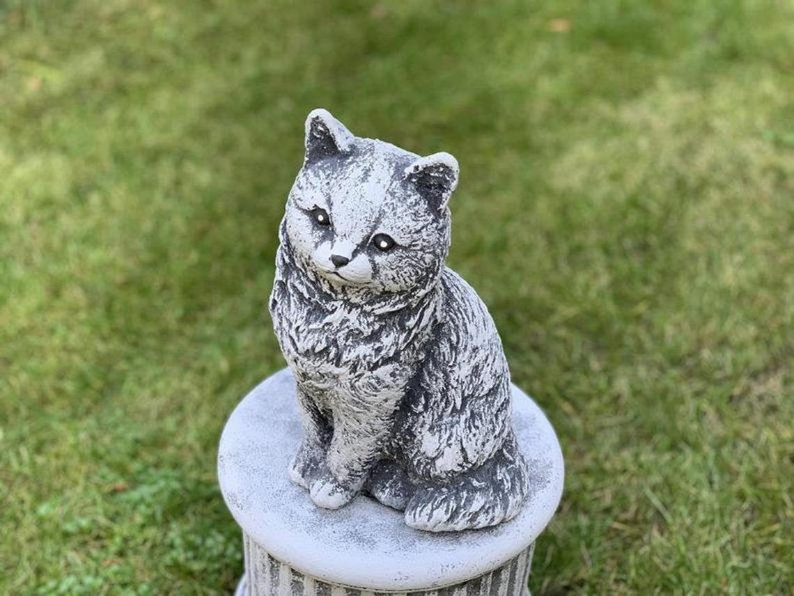 Garden Cat Sculpture Cat Statue Cement Cat Statuary Cat Etsy UK