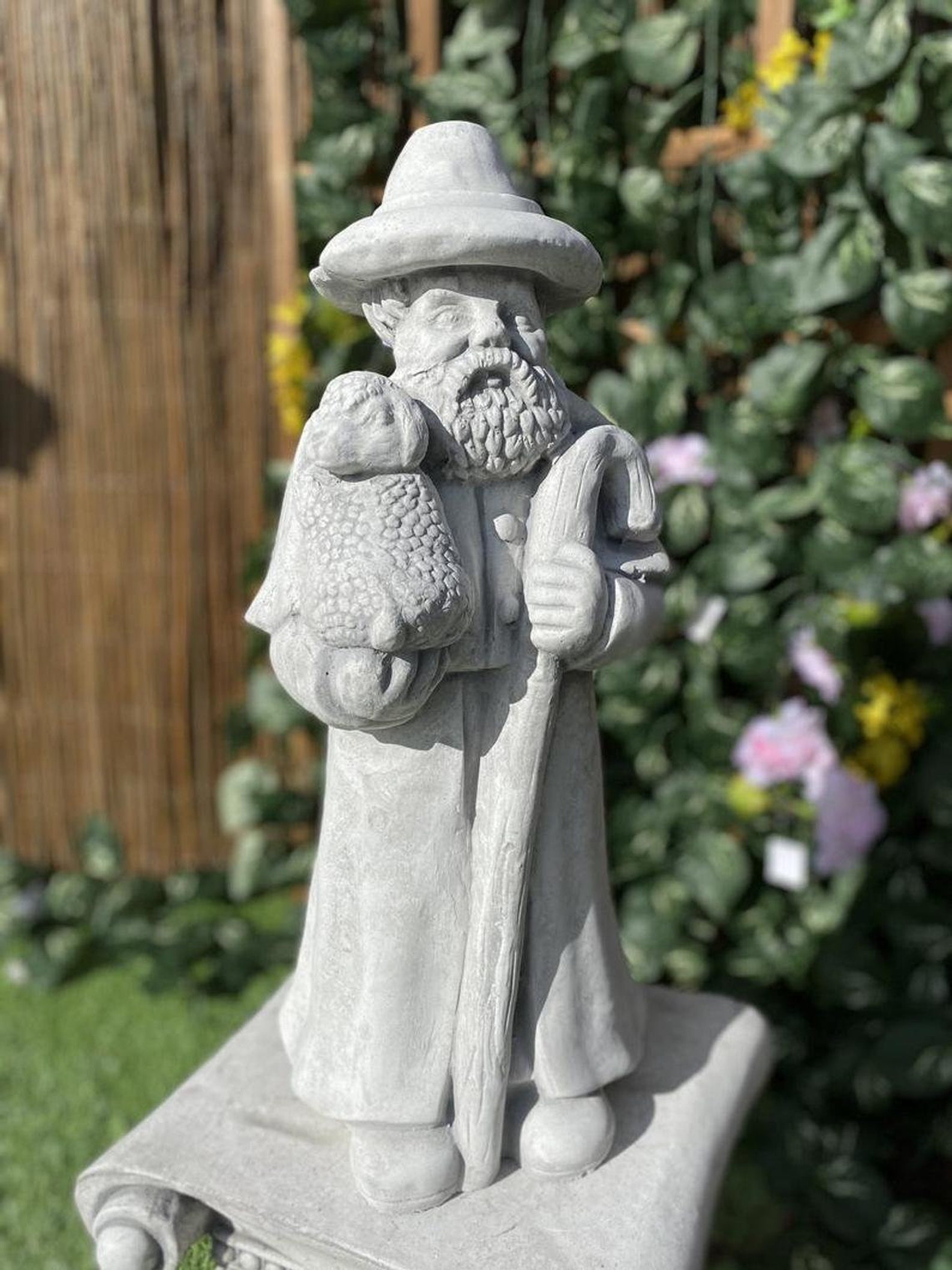 Old Man Statue Wizard Statue Concrete Magician Fantasy Wizard Etsy