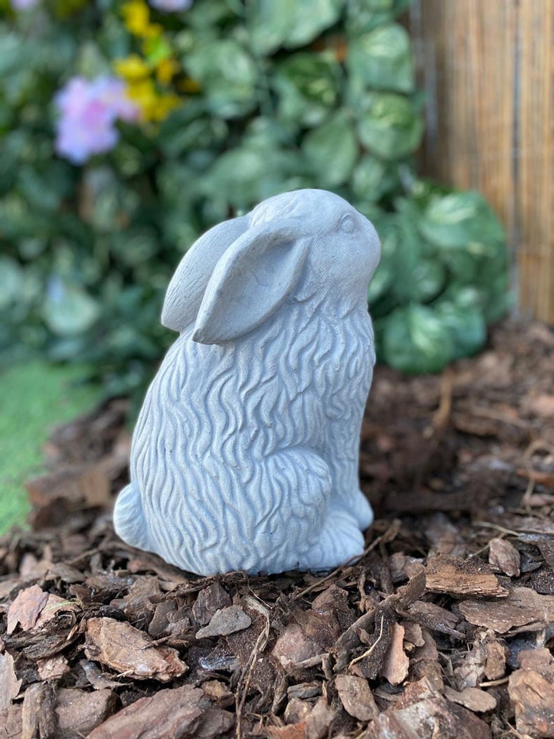 Cement Rabbit Garden Decor Bunny Rabbit Statue Garden Art Etsy