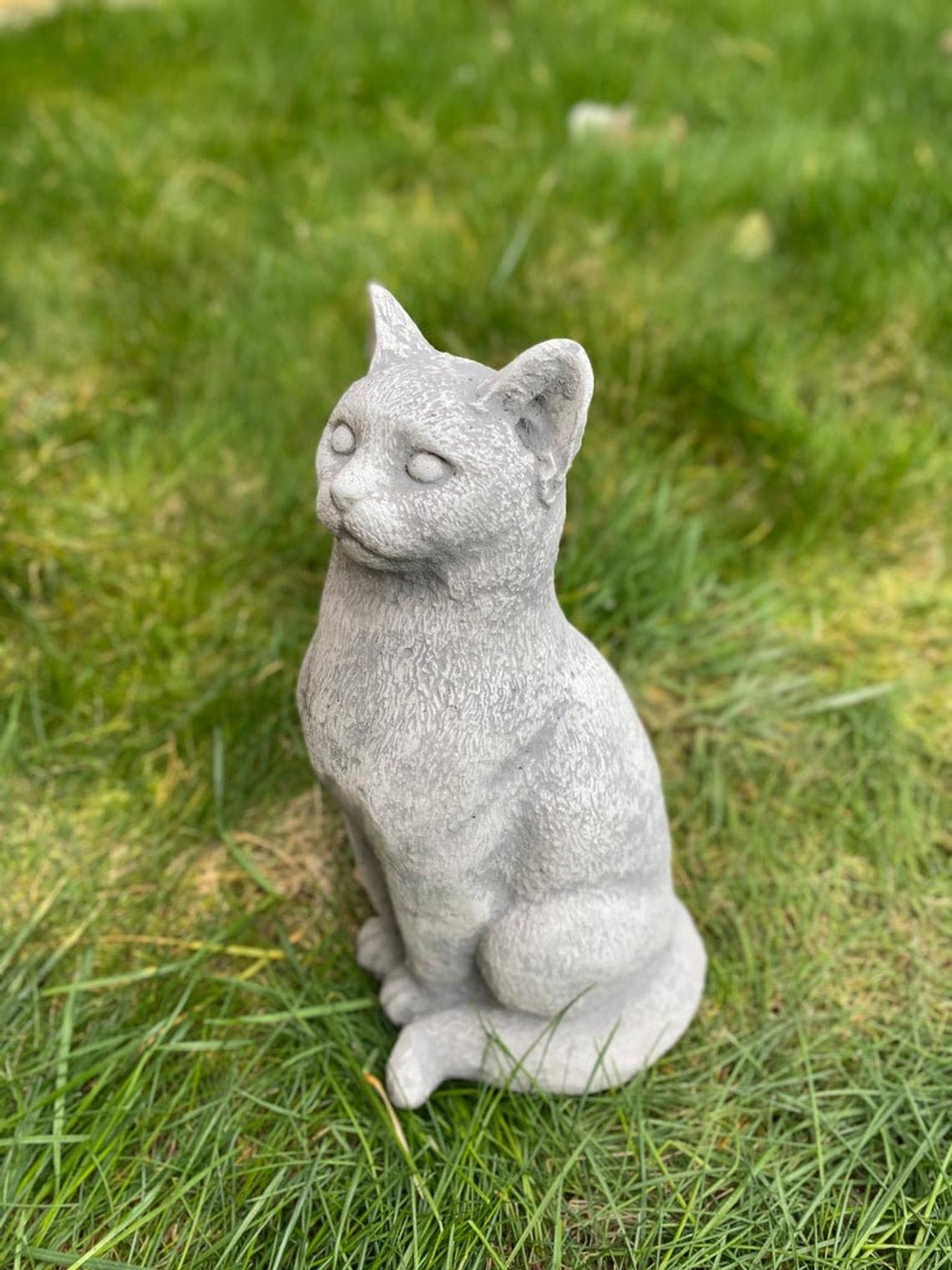 Sitting Cat Statue Cat Memorial Stone Concrete Cat Figure Etsy