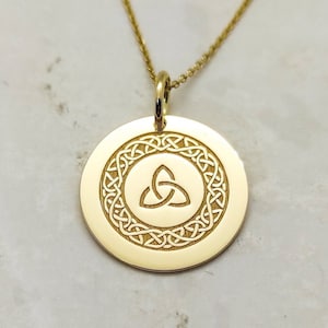 Celtic Knot Necklace, 14K Yellow Gold Pendant, Triquetra Necklace, Trinity Pendant, Gold Triquetra Jewelry, Necklace For Women, Gift For Her