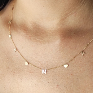 14K Solid Gold Mothers Choker, Gold Letter MAMA Choker, Mothers Day Gold Necklace Gift, Mum Gold Necklace Jewelry, Dainty Mother Gold Charm