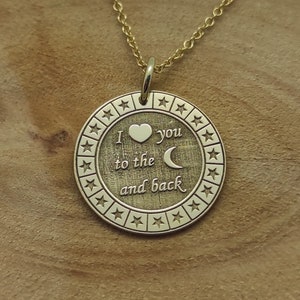 Circle Love Necklace, 14K Gold Pendant, To the Moon and Back Charm, Couple Necklace, Gift for Couple, Gold Love Pendant, Necklace For Women