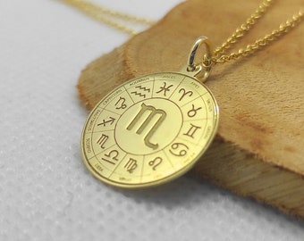 Scorpio Necklace, 14K Gold Pendant, Scorpio Jewelry, Zodiac Sign Necklace, Gold Astrology Charm, Gold Birthday Necklace, Gold Birthday Gift