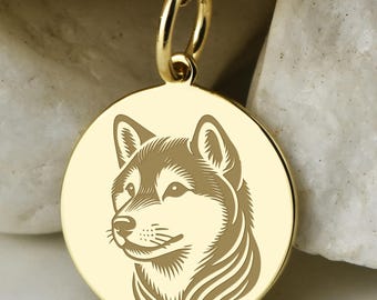 14K Gold Shiba Inu Necklace, Brushwood Dog Charm, Personalized Shibe Jewelry, Doge Pup Pendant, Japanese Dog Amulet, Furry Friend Talisman