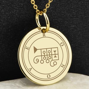 Collar con sello demoníaco de Ronove en oro de 14 quilates, colgante de Ars Goetia, joya de la Llave Menor de Salomón, amuleto ocultista, talismán gótico personalizado.
