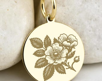 14Kソリッドゴールド サンザシの花のネックレス、5月の誕生花