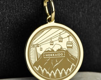 14K Gold Hokkaido Necklace, Japan Talisman, Custom Sapporo Jewelry, Personalized Travel Memorabilia Charm, Birthday Gift, Homeland Pendant