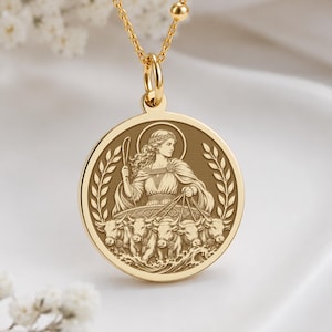 14K Solid Gold Gefjon Necklace, Norse Goddess Pendant, Viking Mythology Jewelry, Nordic Fertility Deity Charm, Scandinavian Pagan Necklace