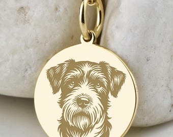 14K Gold Kromfohrlander Necklace, Companion Pup Medallion, Family Dog Disc, Dog Mom Gift, Wire Haired Puppy Jewelry, Pet Portrait Talisman