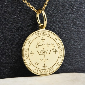 Collar con sello del Arcángel Miguel en oro de 14 quilates, medallón con sello del Arcángel Miguel, amuleto de protección, regalo personalizado, amuleto con sello del Arcángel