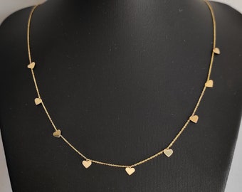 Gargantilla de corazón de oro, collar de oro de 14K, colgante en forma de corazón, collar de oro para mujer, encanto de corazón delicado, gargantilla de mujer de oro, encanto de corazón grabado