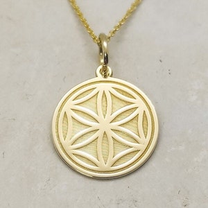14K Solid Gold Flower of Life Necklace, Gold Aphrodite Flower Pendant, Goddess of Love Flower Personalized Charm, Flor De Afrodite Jewelry