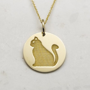 Cat Necklace, Yellow Gold Necklace, Cat Jewelry, Cat Charm, Kitty Necklace, Cat Lover Gift, Minimalist Cat, Cat Gifts, Gold Pendant Necklace