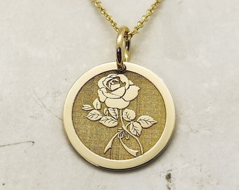 Rose Necklace, 14k Gold Pendant, Flower Necklace, Gold Flower Pendant, Rose Flower Pendant, Gift For Her, Woman Pendant, Necklace For Wife