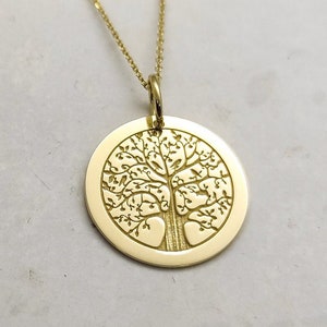 Tree Necklace, 14K Gold Pendant, Tree Of Life Pendant, Family Tree Necklace, Engraved Tree Charm, Family Tree, Forest Necklace, Gift For Her