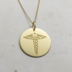Medical Necklace, Nurse Necklace, Doctor Necklace, 14K Gold Pendant, Medical Alert Pendant, Graduation Gift, Gift for Nurse, Nurse Gifts