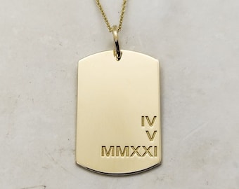 Dog Tag Halskette, 14k Gold Anhänger, Mama Geschenk, personalisierte Geschenke, Muttertagsgeschenk, personalisierte Geschenke für Mama, Muttertag, Oma Geschenk