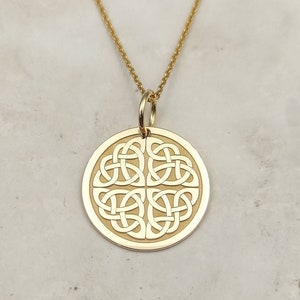 Collar de nudo celta de oro macizo de 14K, colgante de nudo de trinidad, joyería de símbolo de trinidad irlandesa, encanto triquetra, joyería celta, colgante de nudo irlandés