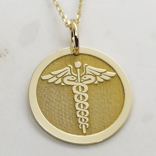 14k Solid Gold Medical Alert Necklace Personalized Medical Etsy